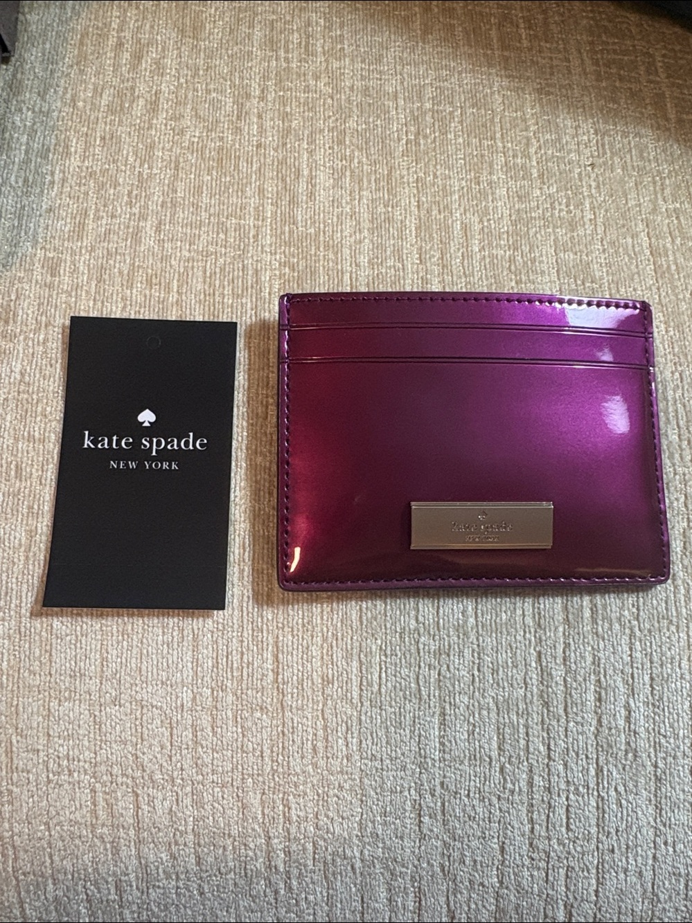 kate spade Patent Berry Card Case with Gold Plaque - Picture 5 of 9